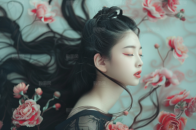 妆造发型高清美妆摄影图