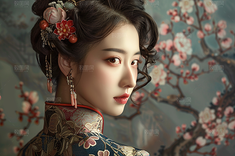妆造发型唯美彩妆摄影图