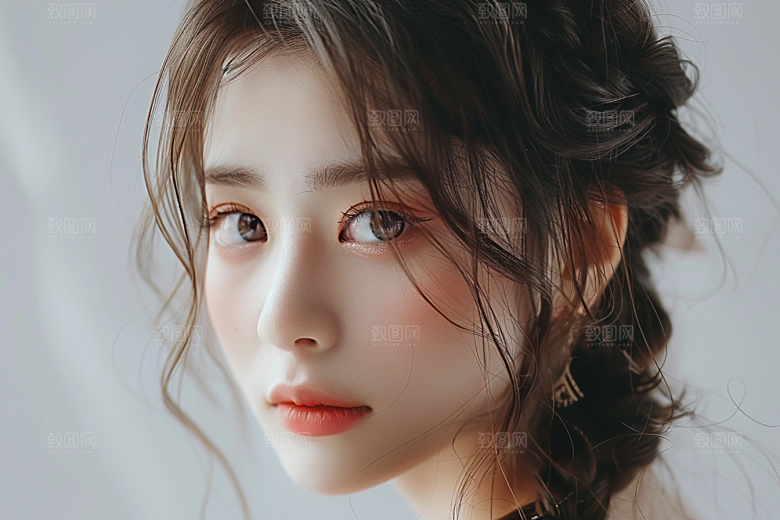 妆造发型唯美艺术发型摄影图