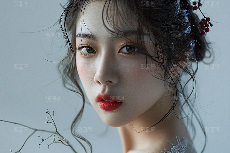 妆造发型彩妆艺术发型摄影图