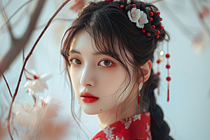 妆造发型人物美妆摄影图