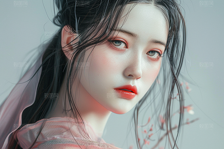 妆造发型人物唯美摄影图