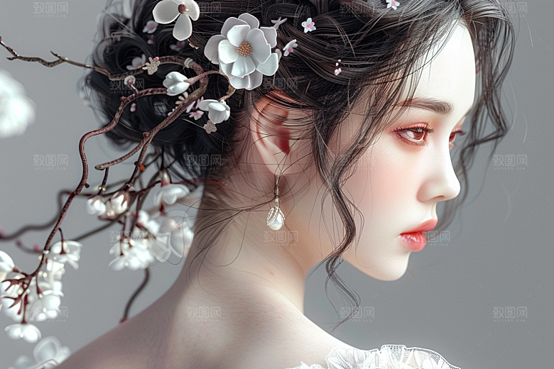 妆造发型写真唯美摄影图