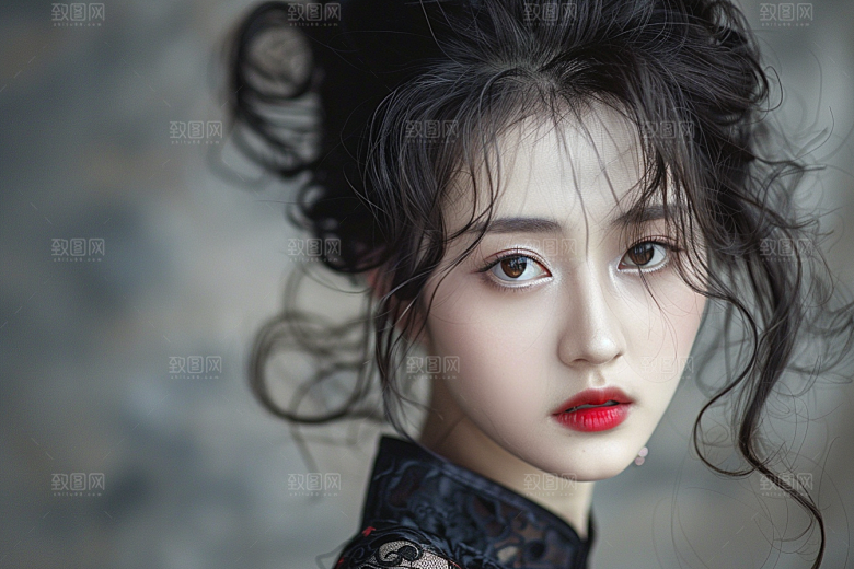 妆造发型人物艺术发型摄影图