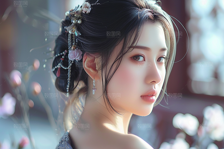 妆造发型人物唯美摄影图