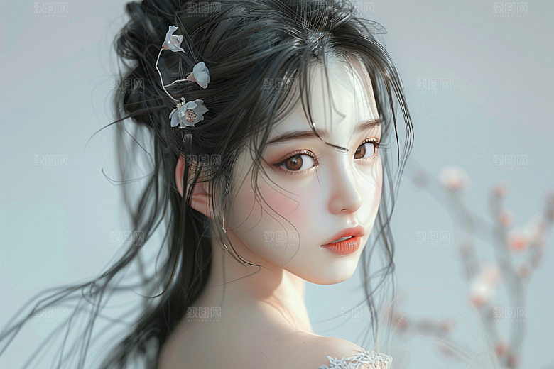 妆造发型唯美肖像摄影图