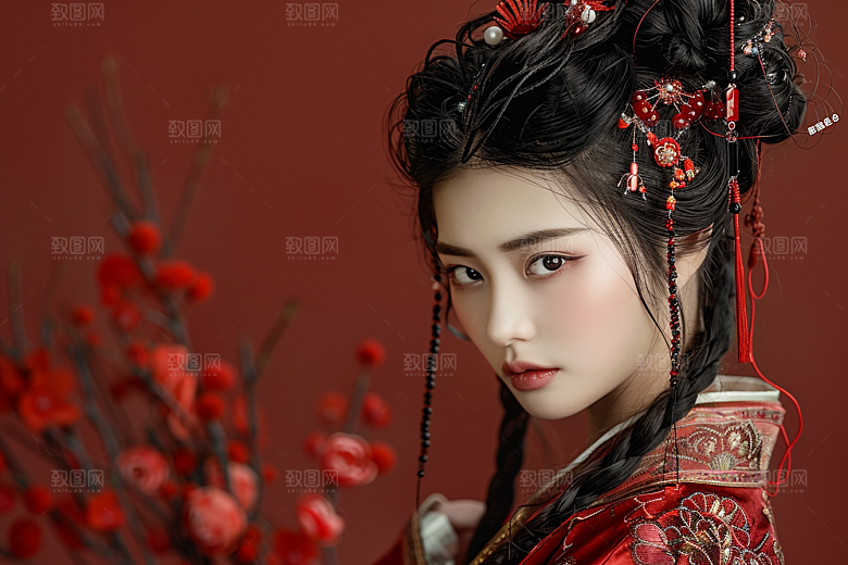 妆造发型人物写真摄影图