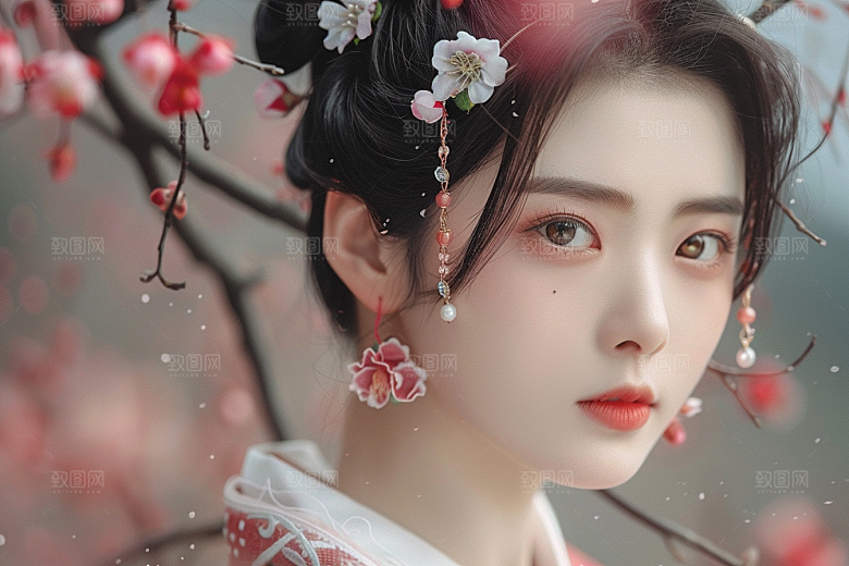 妆造发型人物美妆摄影图