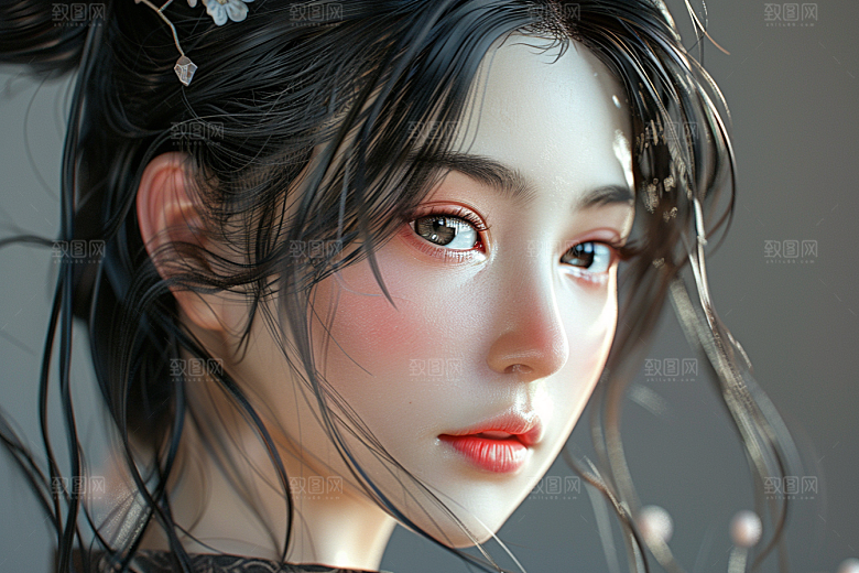 妆造发型高清艺术发型摄影图