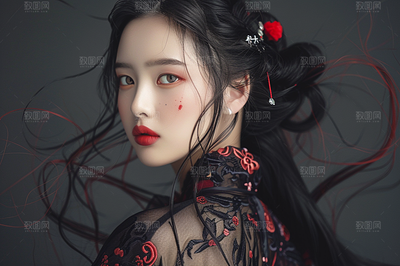 妆造发型艺术发型彩妆摄影图