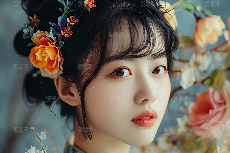 妆造发型艺术发型彩妆摄影图