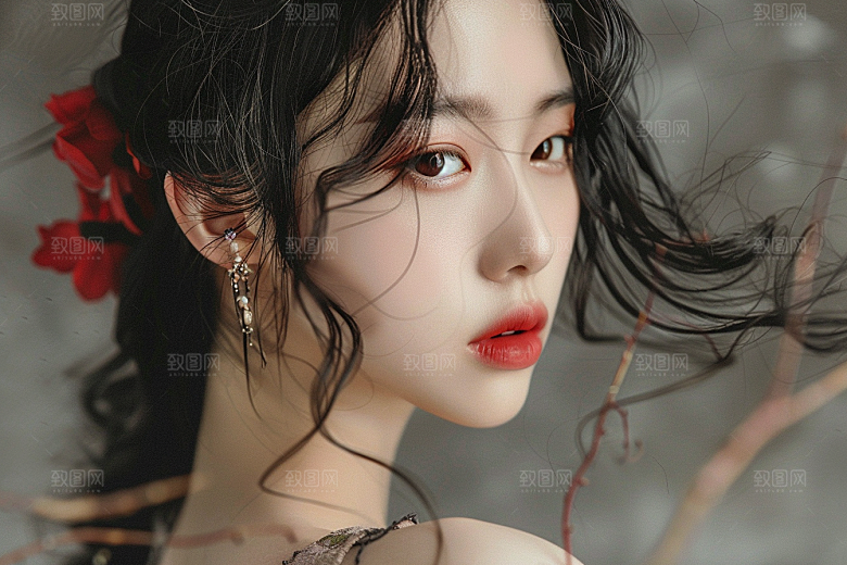 妆造发型人物美妆摄影图