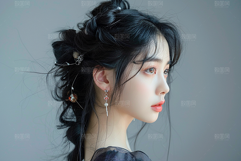 妆造发型唯美艺术发型摄影图