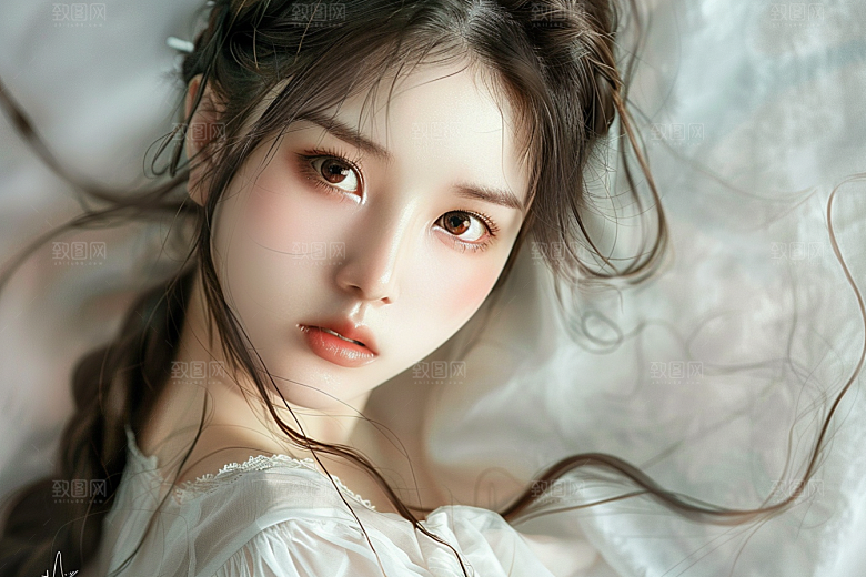 妆造发型唯美艺术发型摄影图