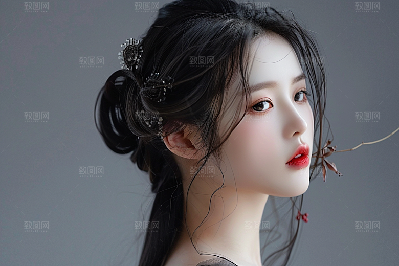 妆造发型人物彩妆摄影图