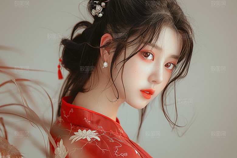 妆造发型人物美妆摄影图