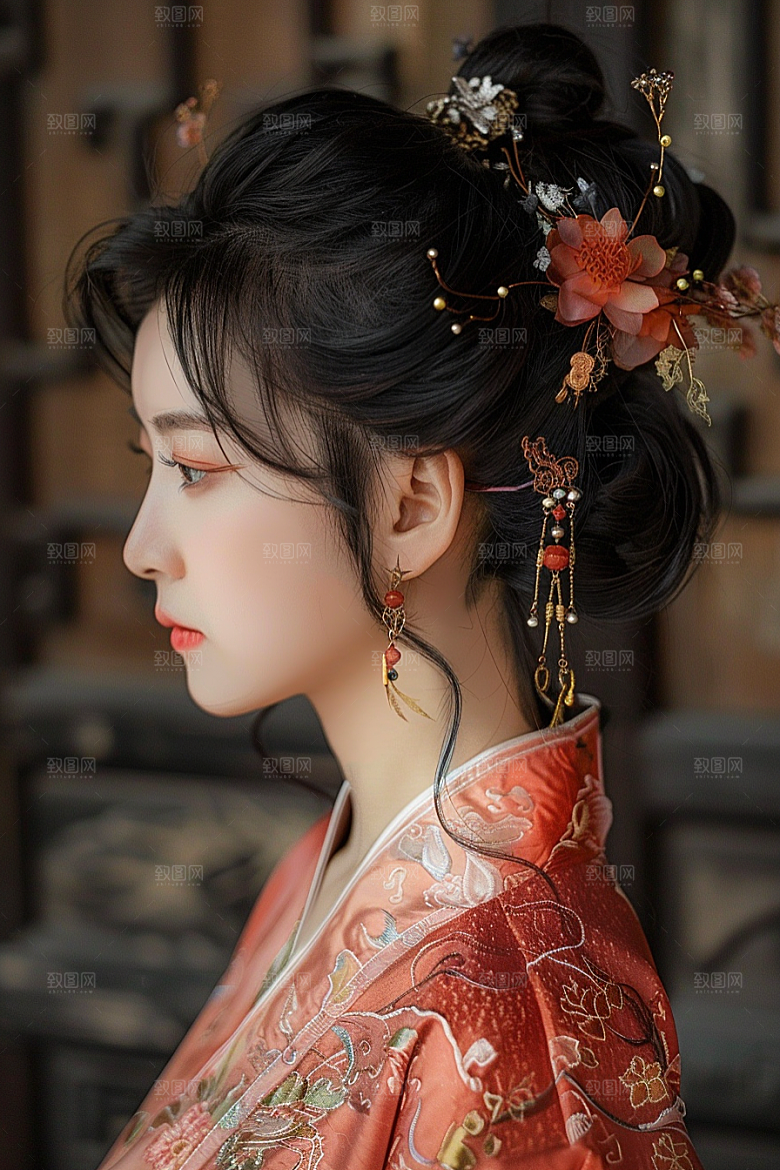 妆造发型唯美艺术发型摄影图