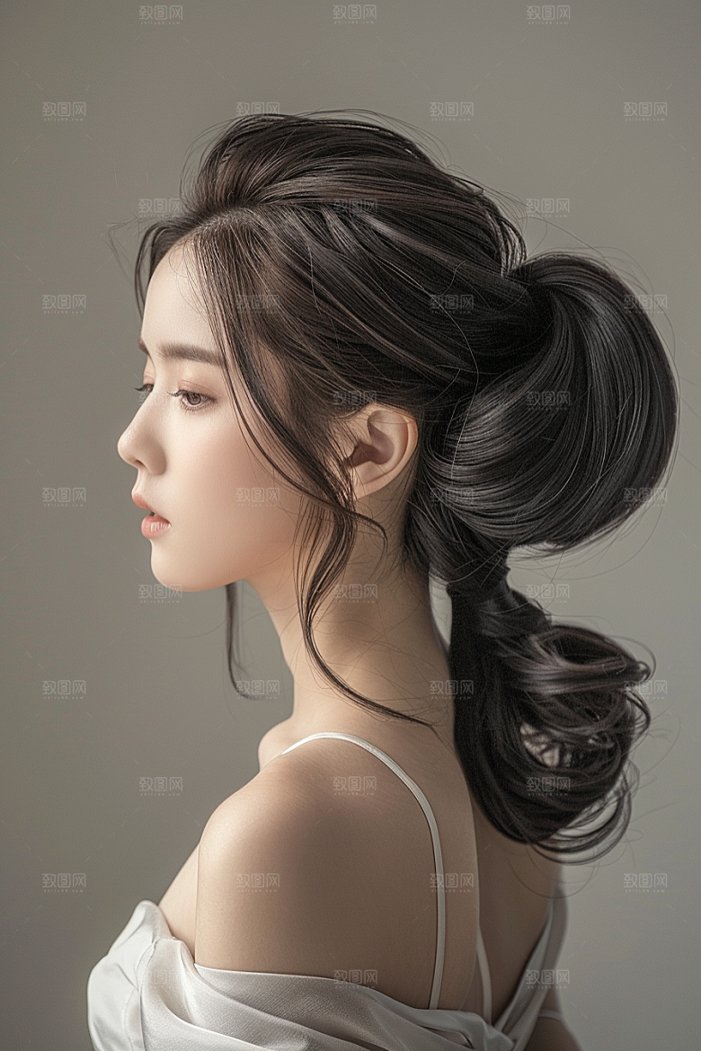 妆造发型唯美艺术发型摄影图