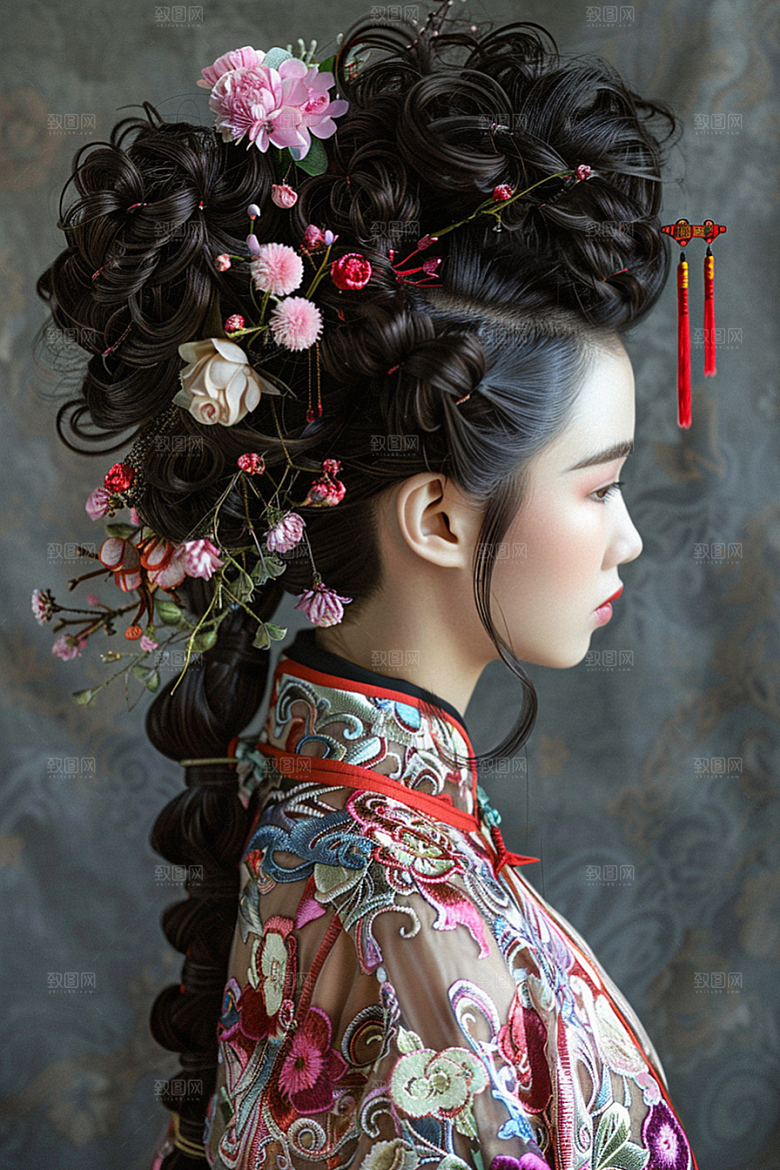 妆造发型唯美艺术发型摄影图