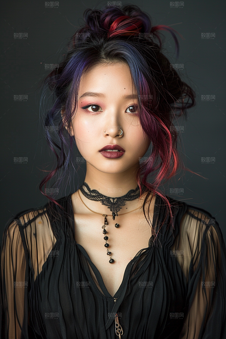 妆造发型唯美美妆造型摄影图