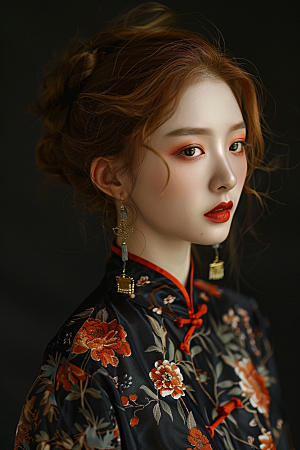 妆造发型彩妆艺术发型摄影图