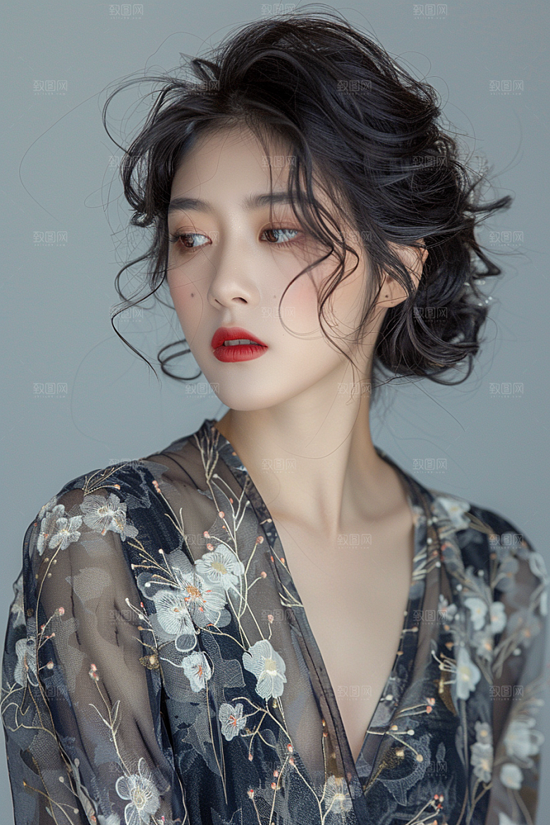 妆造发型唯美艺术发型摄影图