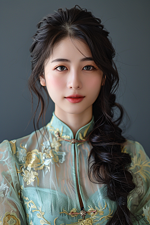 妆造发型人物艺术发型摄影图