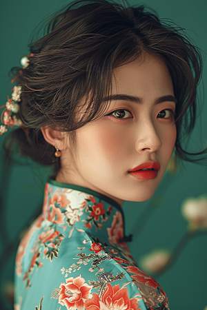 妆造发型人物美妆摄影图