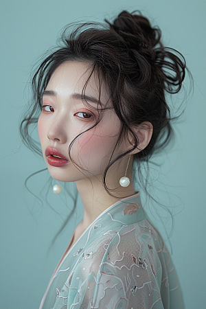 妆造发型人物艺术发型摄影图