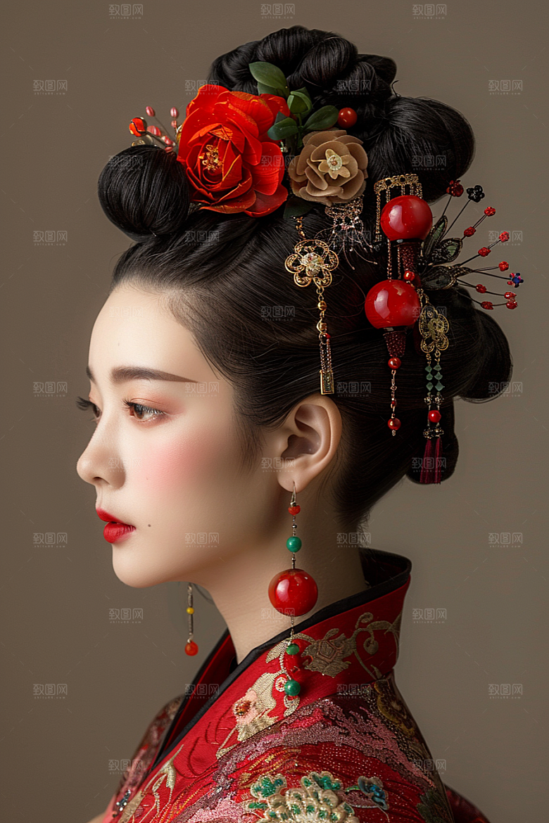 妆造发型人物艺术发型摄影图
