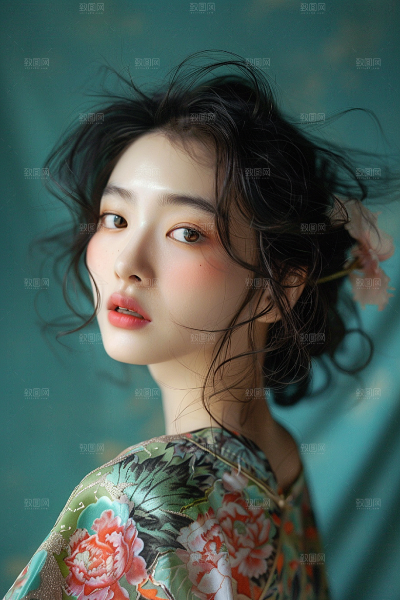 妆造发型艺术发型彩妆摄影图