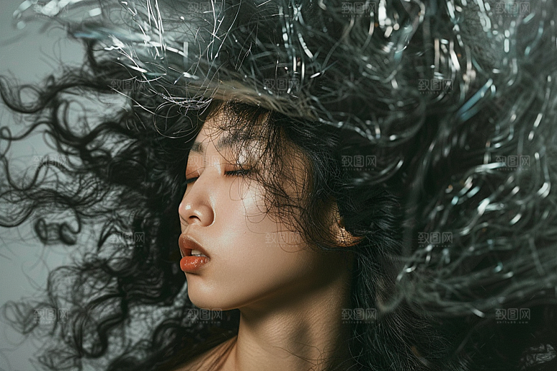 妆造发型人物艺术发型摄影图