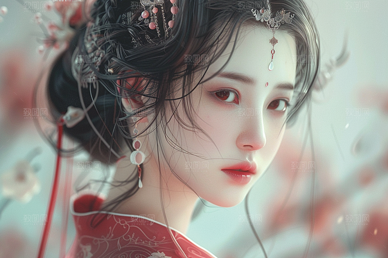 妆造发型唯美美妆造型摄影图