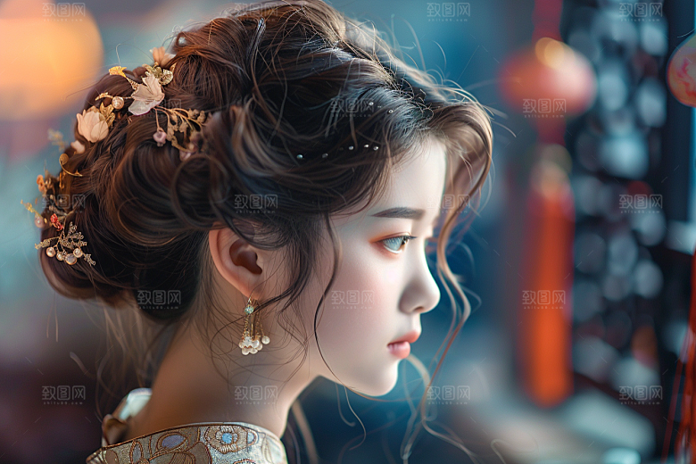 妆造发型彩妆艺术发型摄影图
