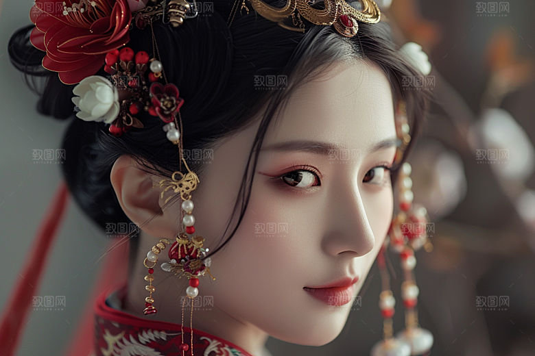 妆造发型唯美艺术发型摄影图