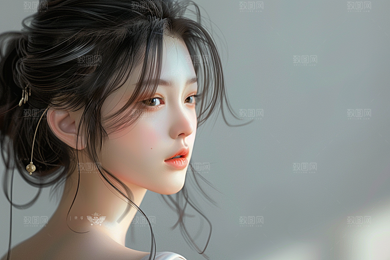妆造发型唯美艺术发型摄影图