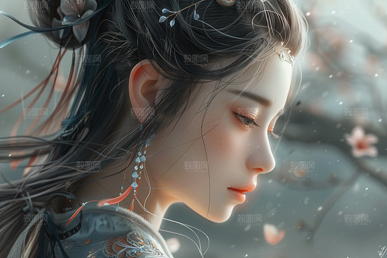 妆造发型彩妆艺术发型摄影图