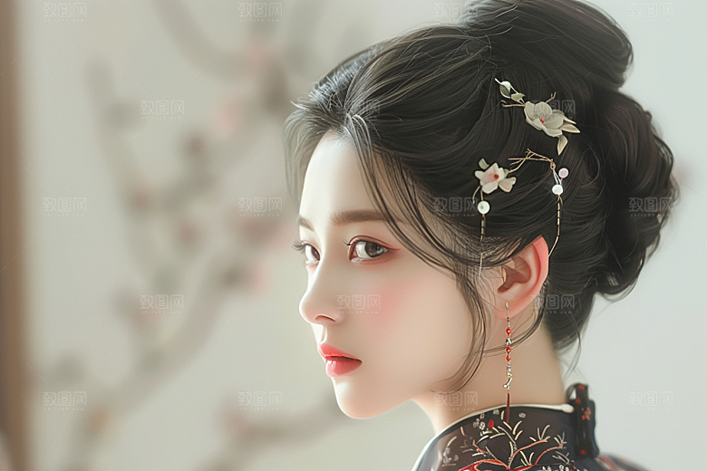 妆造发型人物唯美摄影图