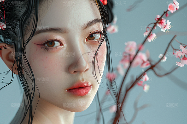 妆造发型人物美妆造型摄影图