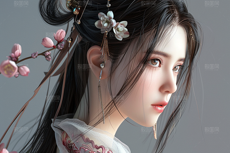 妆造发型唯美肖像摄影图