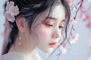 妆造发型人物唯美摄影图