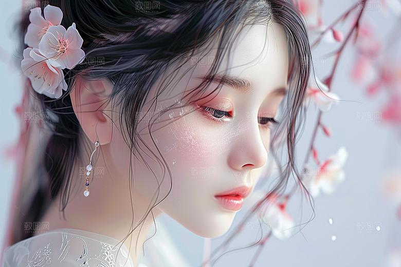 妆造发型人物唯美摄影图