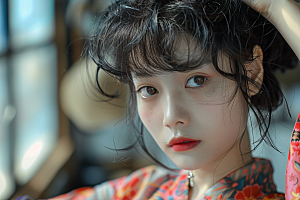 妆造发型美妆彩妆摄影图