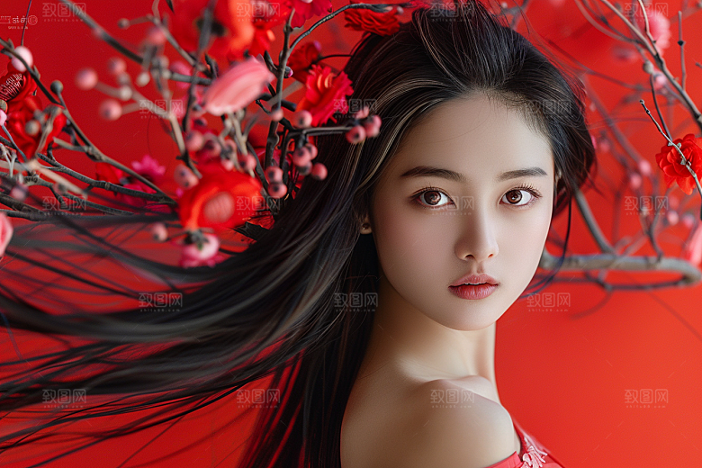 妆造发型艺术发型写真摄影图