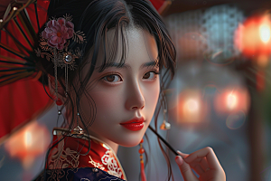 妆造发型人物美妆摄影图