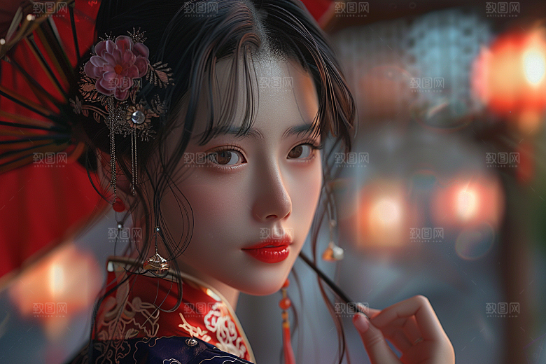 妆造发型人物美妆摄影图