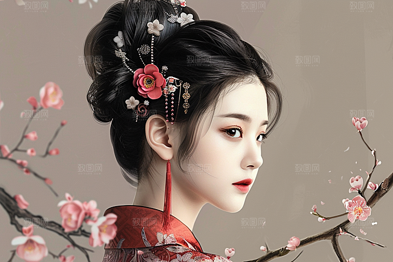 妆造发型艺术发型写真摄影图
