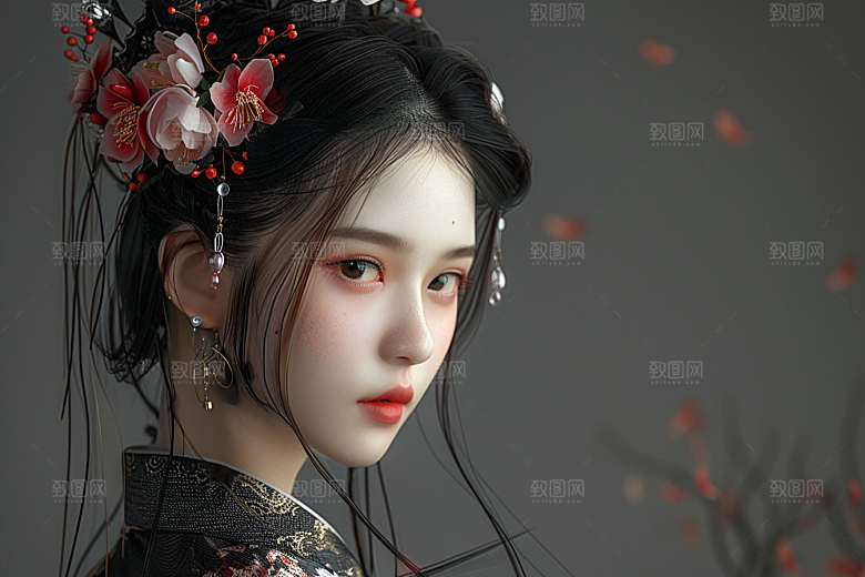 妆造发型美妆造型唯美摄影图
