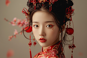 妆造发型唯美艺术发型摄影图