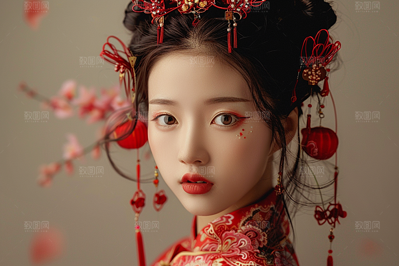 妆造发型唯美艺术发型摄影图